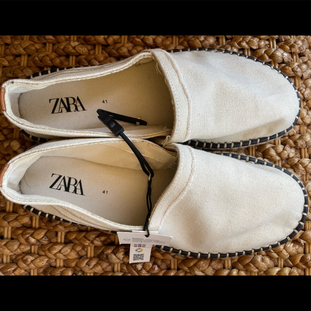 Zara Off White Canvas Espadrilles